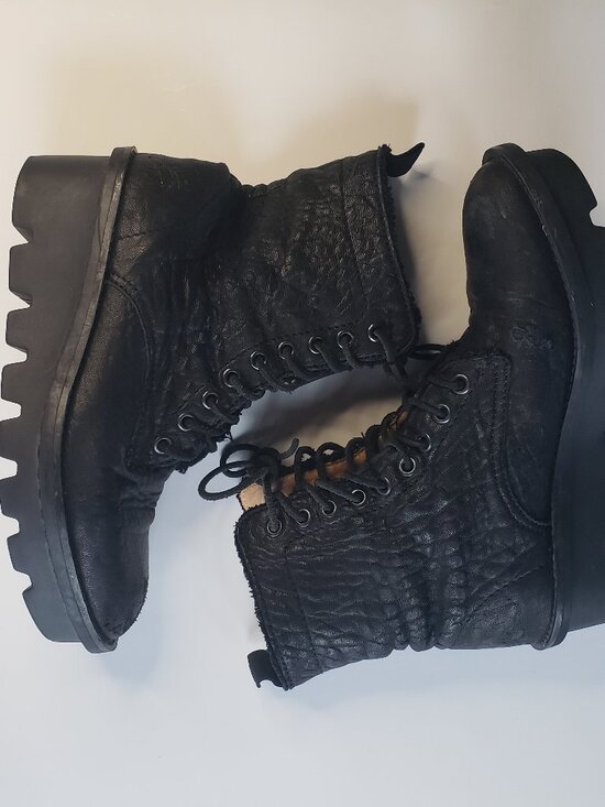 Fluevog ATV Defender Black Platform Lace-Up Women's Moto Festival Boots - Picture 10 of 16